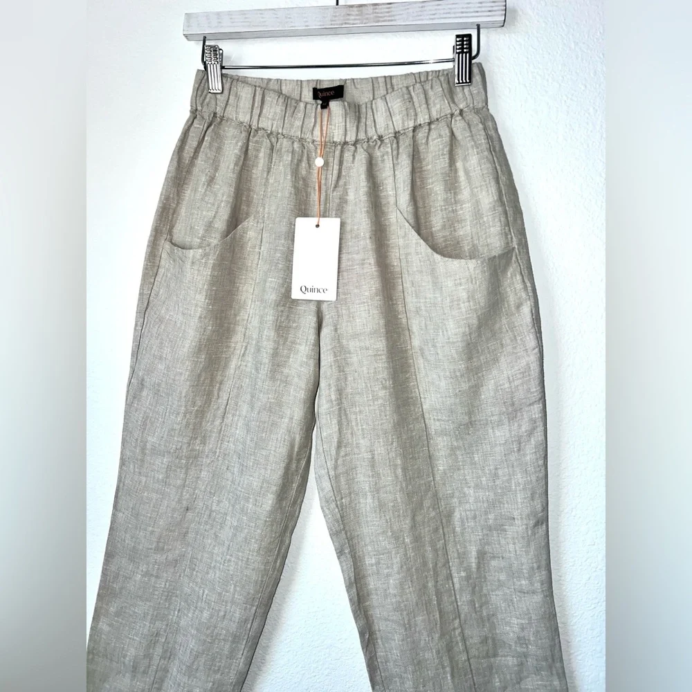 NWT Quince 100% European Linen Tapered Ankle Pants Flax Beach Vacation Resort XS